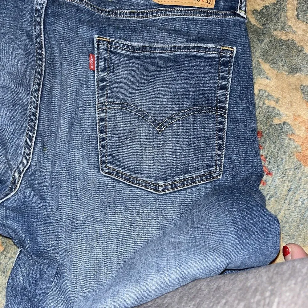 Levi's 36 x 32 Men's 513 Denim Relaxed Fit Straight Jeans - Blue